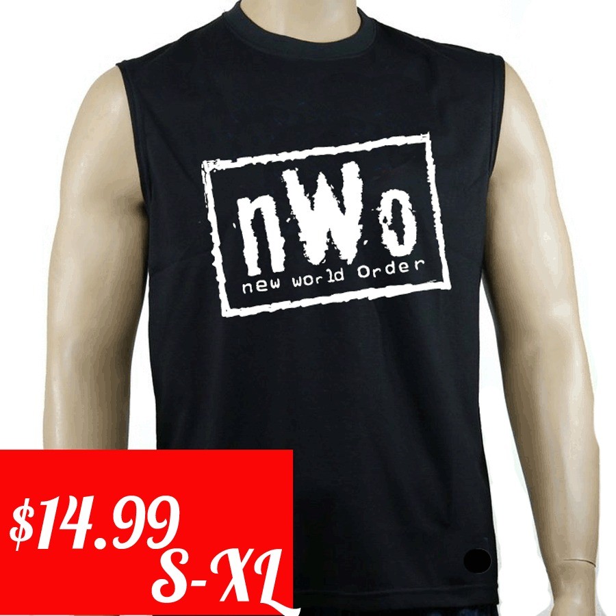 nwo white logo sleeveless black muscle t shirt new wcw