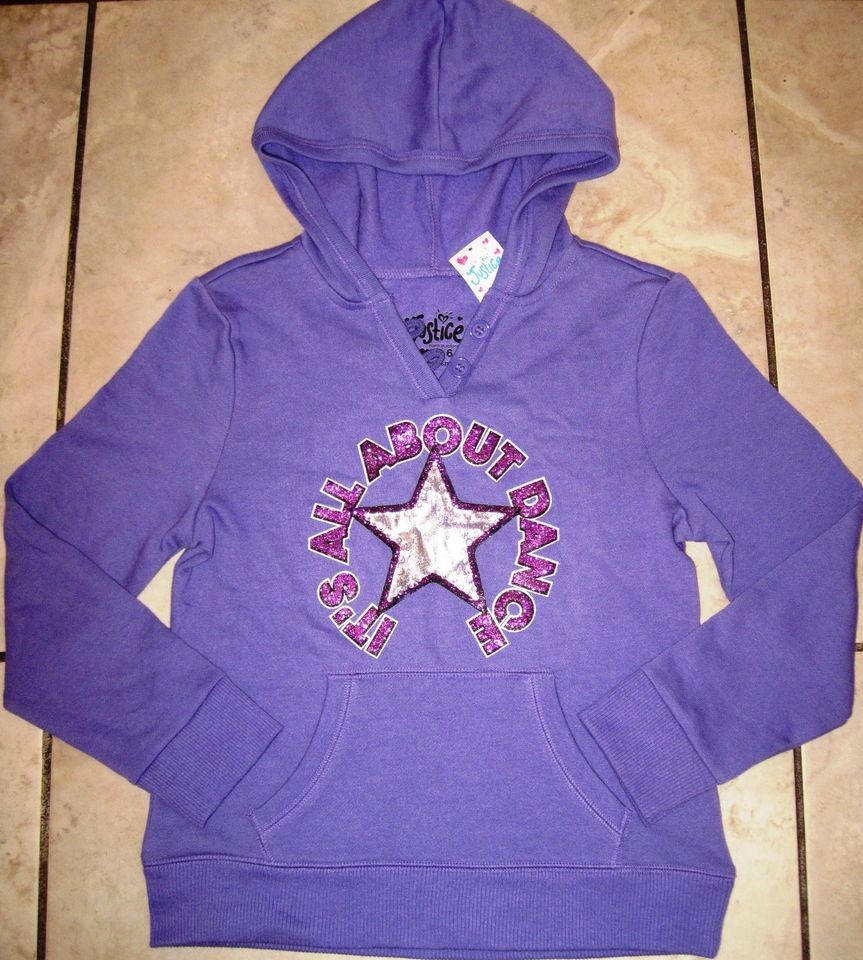 NWT Justice Girls Its All About Dance Dancer Jewel Hoodie Sweatshirt 