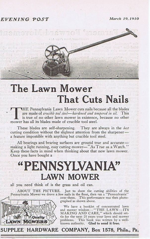 1910 VINTAGE AD   PENNSYLVANIA LAWN MOWER 3 19