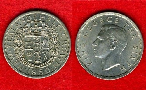 new zealand 1950 king george vi halfcrown good extra fine