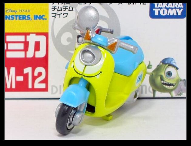 TOMICA DISNEY MOTORS DM 12 Monster Inc Mike Motorcycle Bike TOMY NEW