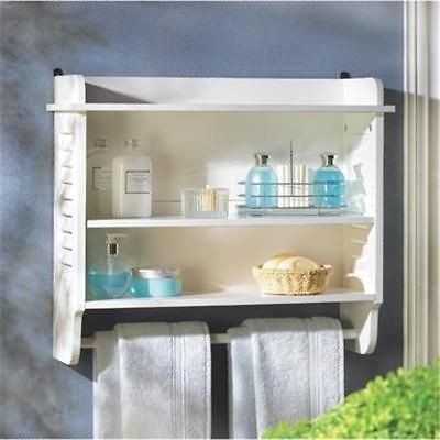 KITCHEN BED BATH ROOM STORAGE SHELF WHITE NANTUCKET STYLE 3 SHELVES 