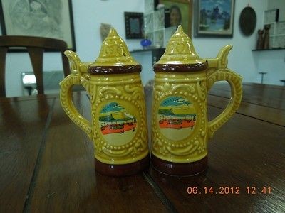 old antique vintage salt & pepper shakers beer stein beach seaside 