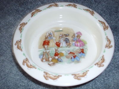 royal doulton uk bunnykins ticket queue cereal bowl expedited shipping