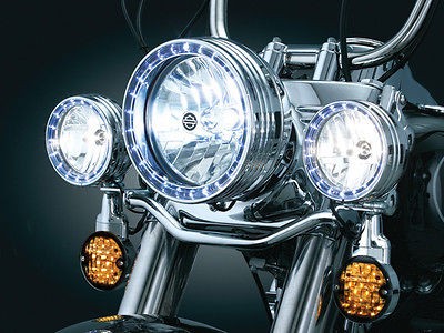 Kuryakyn 7750 L.E.D. Halo Headlight Trim Ring LED for 1994 2012 Harley 