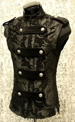 SHRINE GOTHIC VAMPIRE LEGION VEST VICTORIAN TAPESTRY GOTH BLACK 