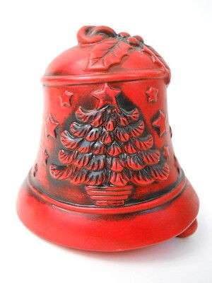 Vintage Mid Century Rubens Originals Red Ceramic Christmas Bell 