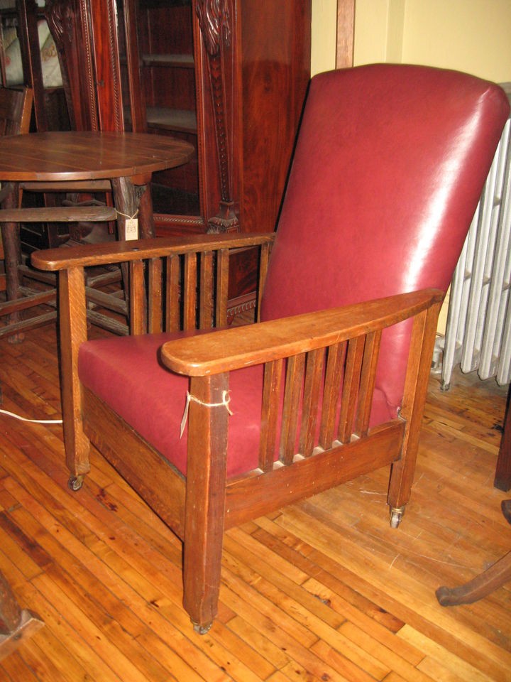 Antique Arts & Crafts Oak Morris Chair Original Royal Easy Chair Co 