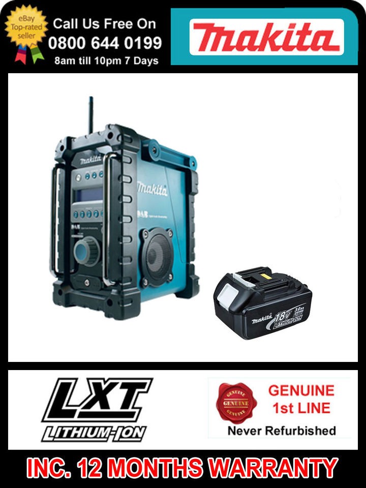 MAKITA 18V LXT LI ION BMR101 DAB SITE RADIO WITH BL1830 BATTERY