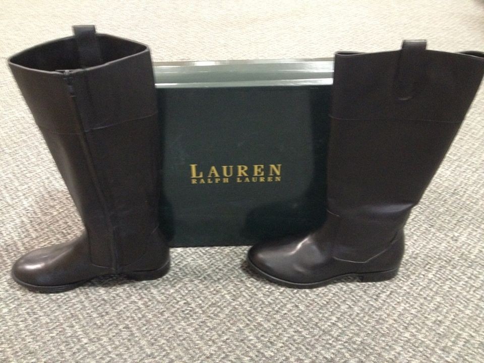 Lauren Ralph Lauren Stara Leather Boot Riding Equestrian Black Ladies 