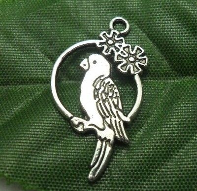 10pcs Tibet Silver Zinc alloy Parrots hanging basket pendant 28x15mm 