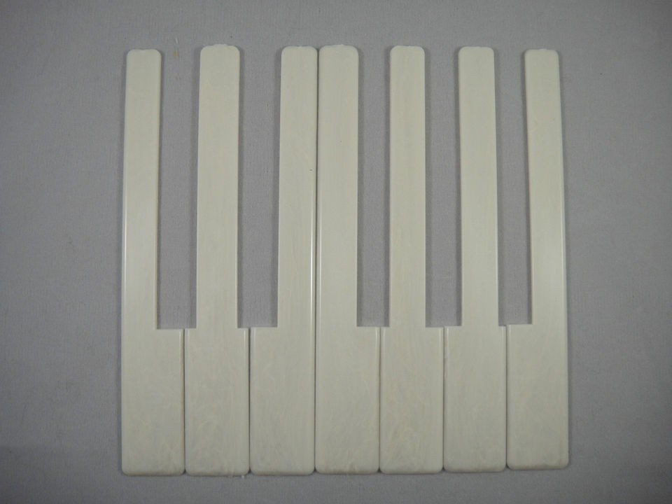 One Octave 7 Keys Simulated Ivory Piano Keytops Replacement Plastic 