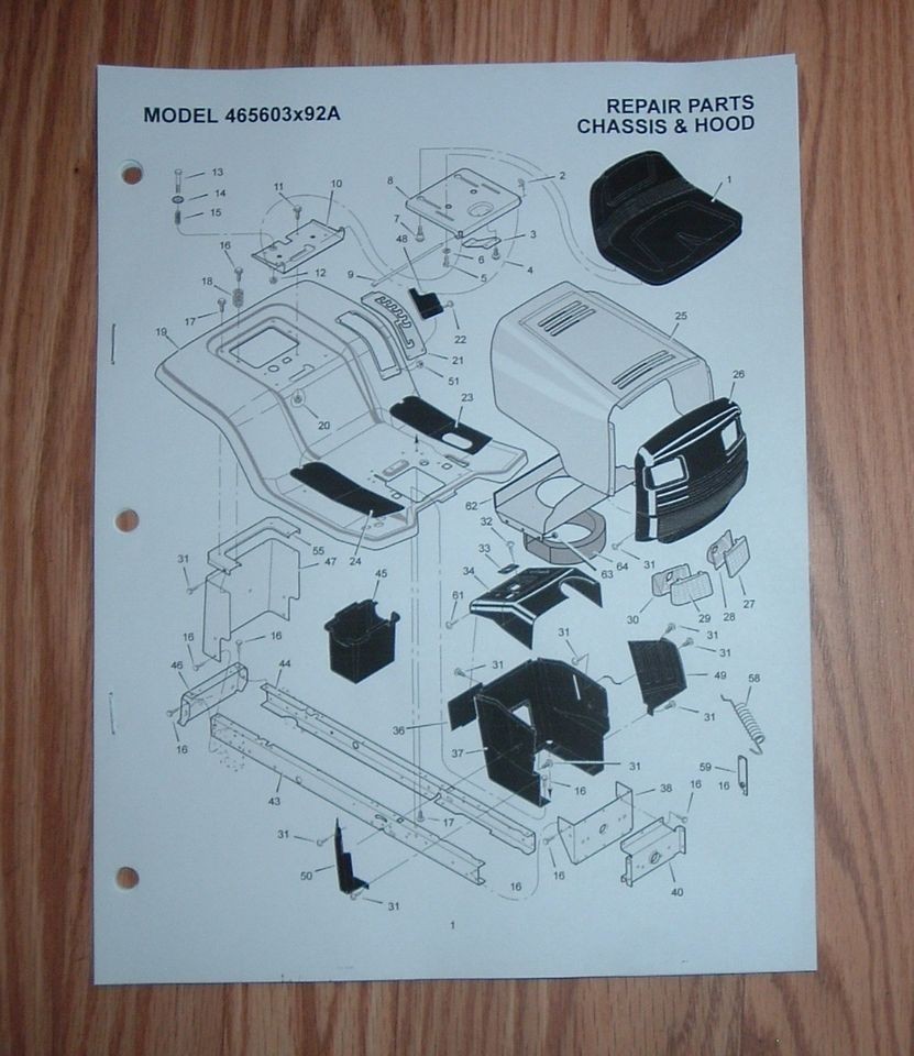 murray 465603x92a lawn tractor illustrated parts list 