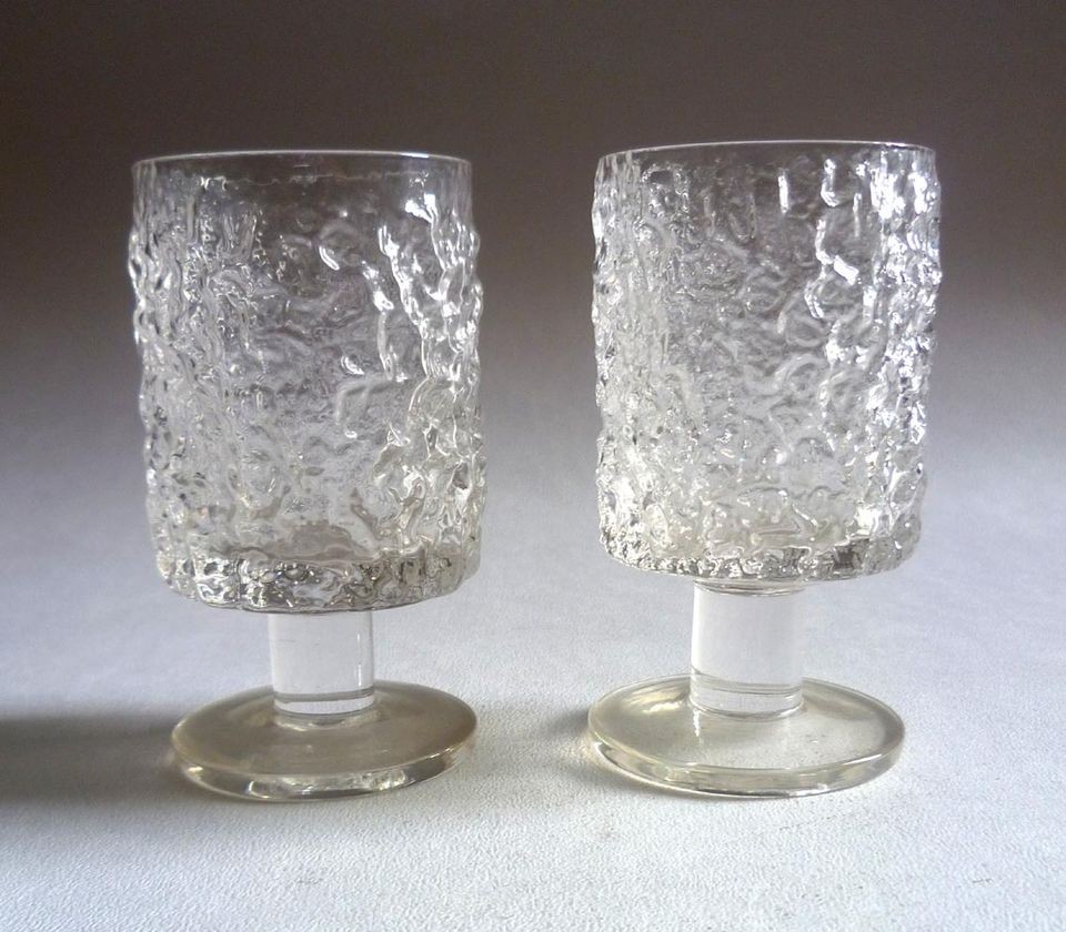 WHITEFRIARS lead crystal GLACIER M142 SHERRY GLASSES x 2. 1970s 