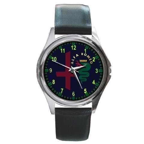 NEW ALFA ROMEO GTC MILANO SYMBOL DESIGN OLD GREEN LEATHER WATCH