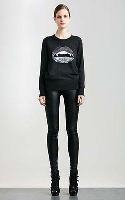 GBP285   MARKUS LUPFER BRAND NEW VAMPIRE LIPS CHARCOAL JUMPER SIZE 