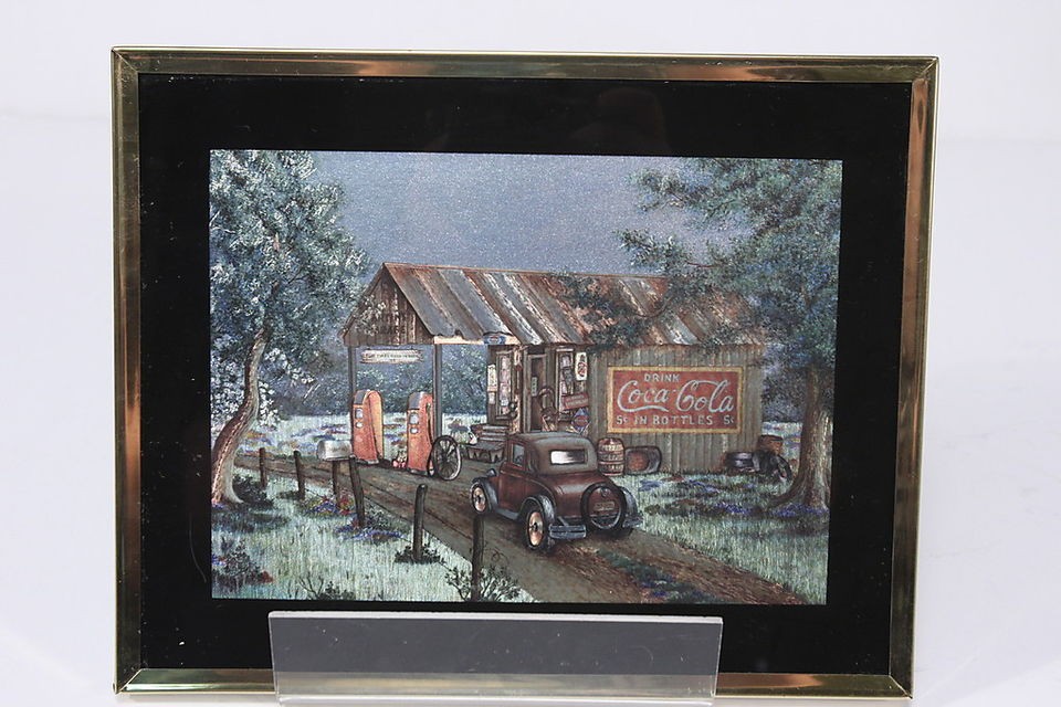   Coke Foil Art Framed Picture Country Store Martins Garage Made in USA