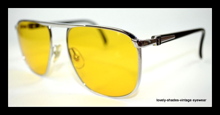   Vintage PLAYBOY Aviator Sunglasses SILVER Metal YELLOW Lens NewOS M