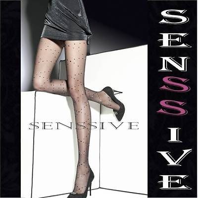 SEMI SHEER SILKY SMOOTH PANTYHOSE METALLIC DOT PATTERN LORNA FIORE 