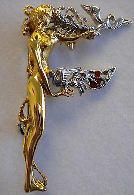 erte f sterling gold initial pendant pin nib time left