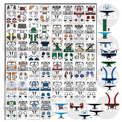 STAR WARS CLONES CUSTOM DECAL STICKER SET TO FIT MINIFIGURES + LEGO 