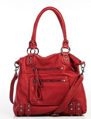 Linea Pelle Medium Dylan Bordeaux Leather Zip Tote with Gunmetal 