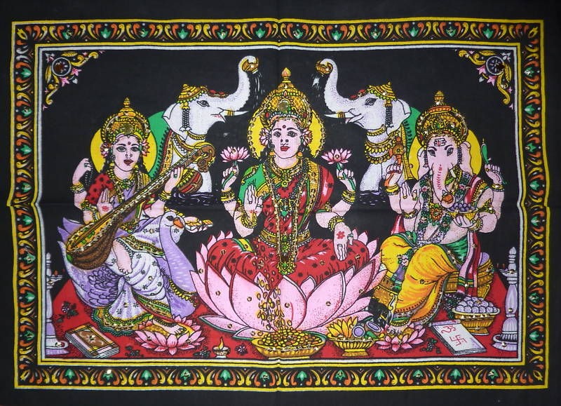 lakshmi saraswati ganesh sequinned wall hanging location united 