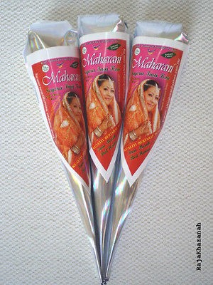 3x 35gm large red henna cone mehandi tattoo body art