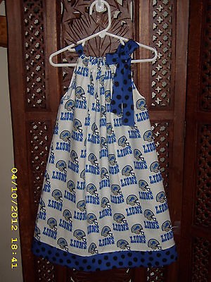 Boutique TTT NFL Detroit Lions Side Tie Pillowcase Dress 6 mo   10 