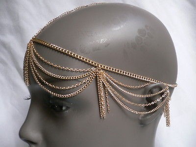   GOLD HEAD METAL CHAIN JEWELRY SUMMER FASHION HAIR ACCESSORIES BAND