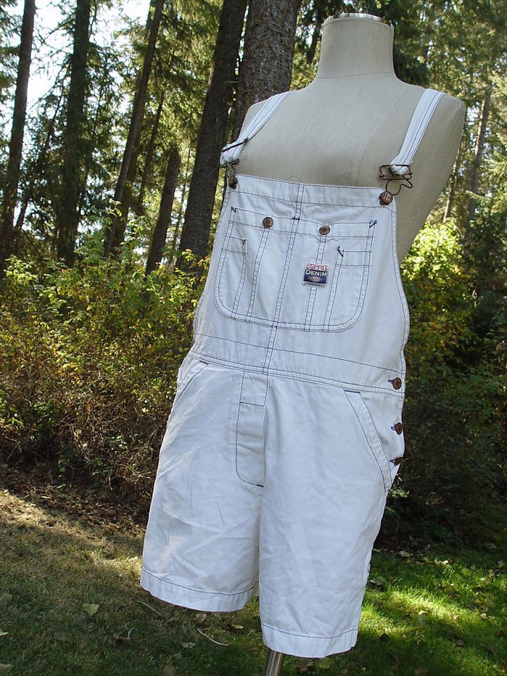 VINTAGE 80s Denim BIB Overall Jumper Jumpsuit Short Grunge Shortalls 