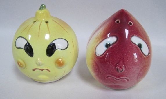 Lipper and Mann Hand Painted Figural Onion Head Salt and Pepper 