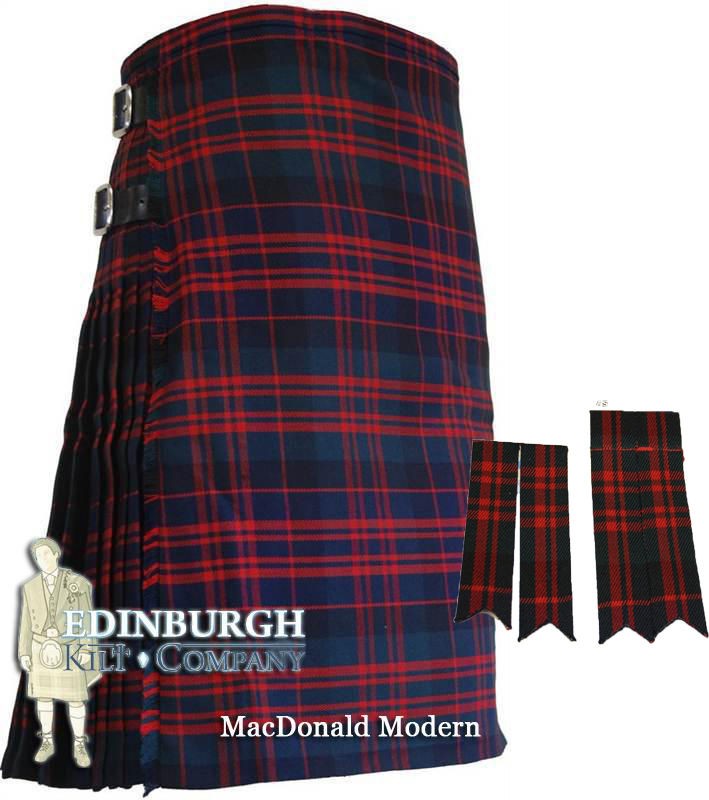 MENS/GENTS SCOTTISH TARTAN 8 YARD KILT + FREE FLASHES   MACDONALD