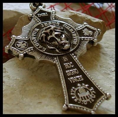 AJS © MASONIC MASON PENDANT JESUS FACE CROSS KNIGHTS TEMPLAR UNIQUE 