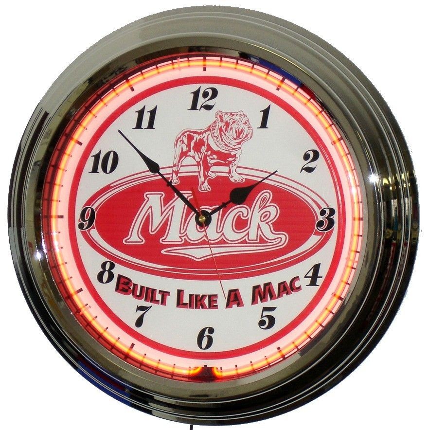 MACK TRUCKS SUPER SIZE 17 INCH NEON WALL CLOCK   