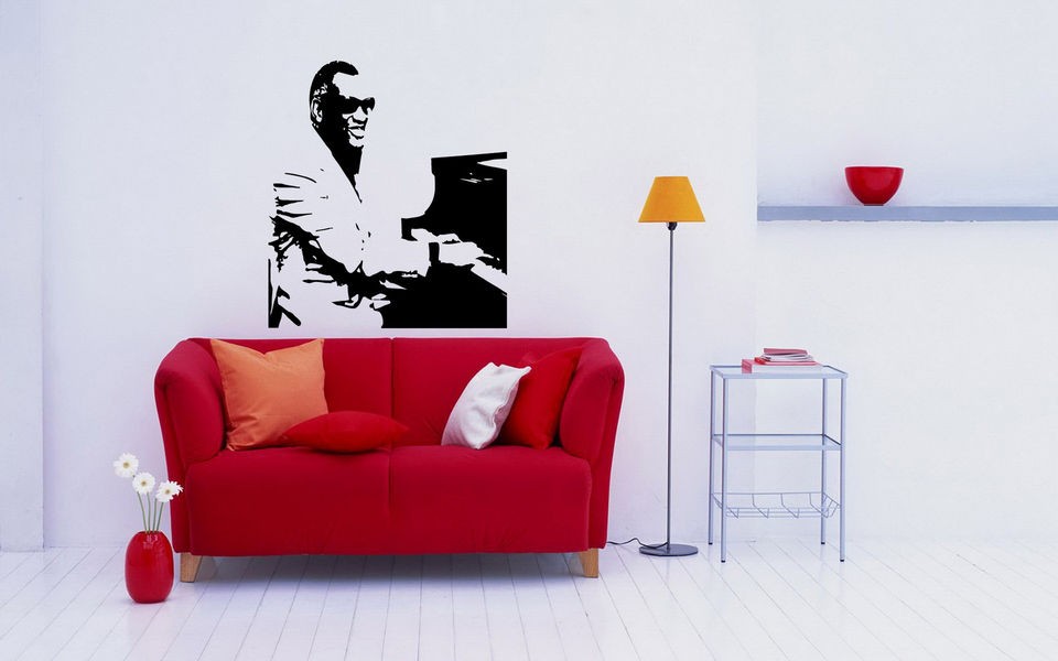 WALL VINYL STICKER DECALS ART MURAL PIANO PLAYER SINGER POP MUSIC 