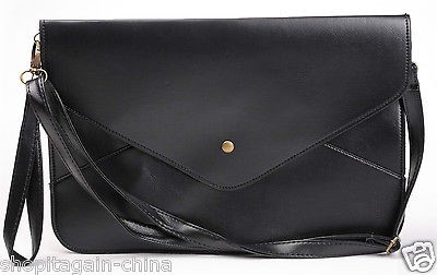 Womens Oversized Envelope Purse Clutch Messenger PU Leather Shoulder 