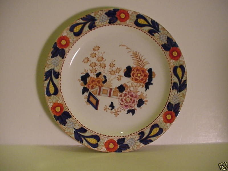 woods ware wincanton 9 in plate blue rust gaudy dutch