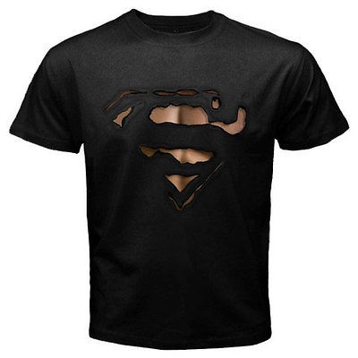 New SUPERMAN SMALLVILLE Clark Kent Burn Out Logo Mens Black T Shirt 