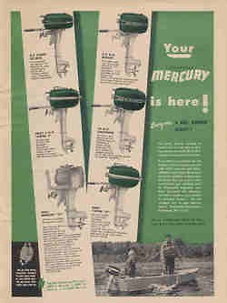 1949 KIEKHOEFER MERCURY OUTBOARD MOTOR AD   6 DIFFERENT MODELS