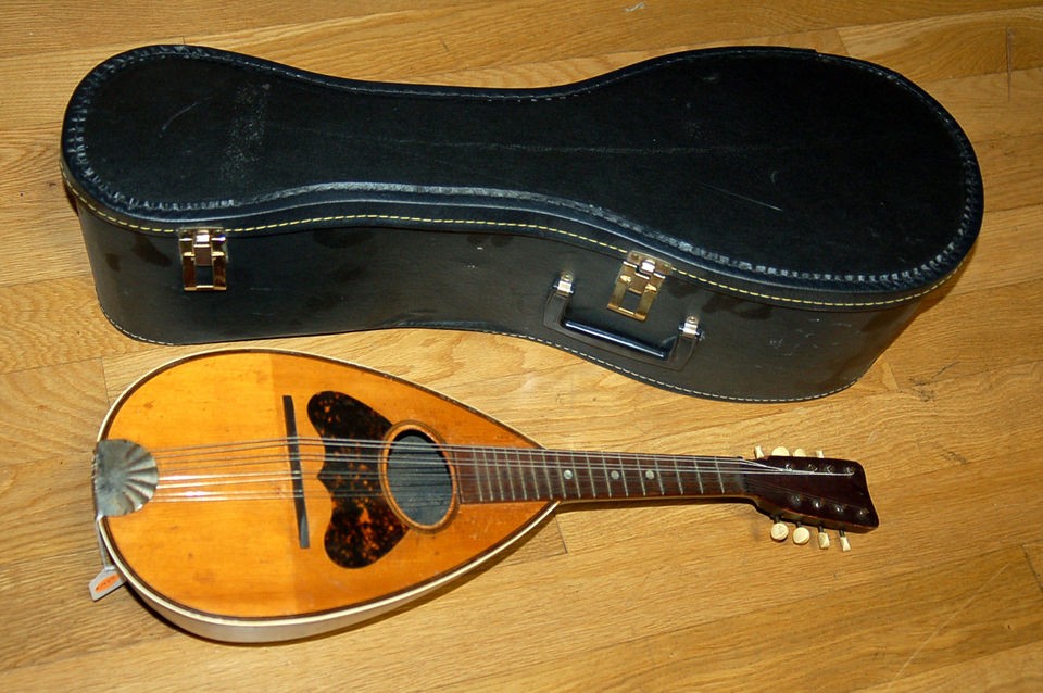 Vintage Bowlback Mandolin + Chipboard Case   Great Player & Loud 