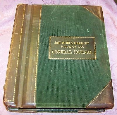 1915 Fort Worth Denver Railway Railroad Old Leather Handwritten 