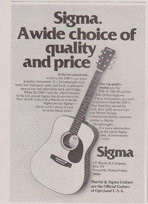 1979 C.F. MARTIN SIGMA DM 3 DREADNOUGHT STYLE GUITAR PRINT AD