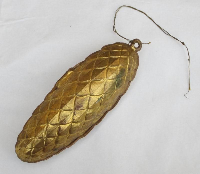 Rare German Dresden Cardboard Ornament   Pine Cone   orig 1920 