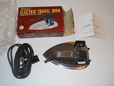 Vintage ELECTRIC TRAVEL IRON by Valiant W/8ft Cord No 15 2319 W/Box