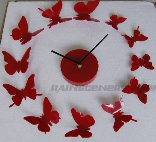   Art Modern Design DIY 12 Butterfly Time Wall Clock Home Decor Stickers