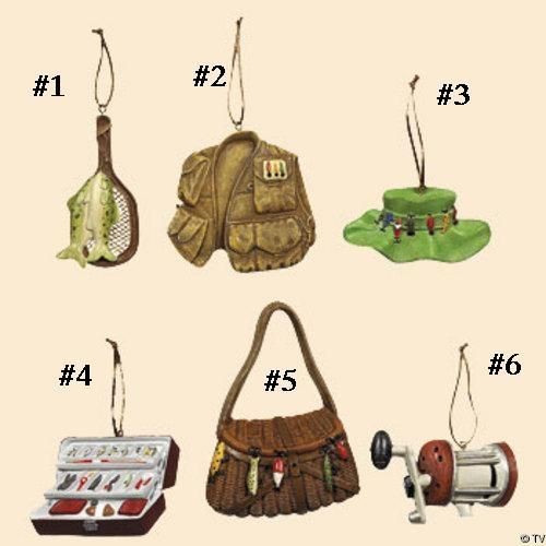 FISHING THEME Ornament  Pric​ed Each reel, hat, vest, tackle box 