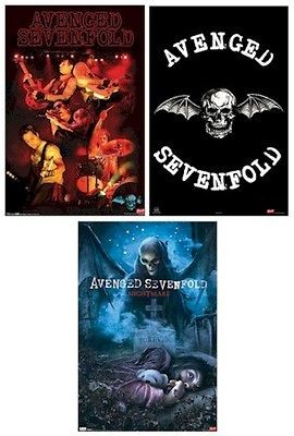 AVENGED SEVENFOLD ~ 3 POSTER SET Nightmare Logo Live 22x34 LOT Music 