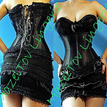 Sexy Black Victorian Dress Burlesque Basque Ladies Corset/Skirt/G 