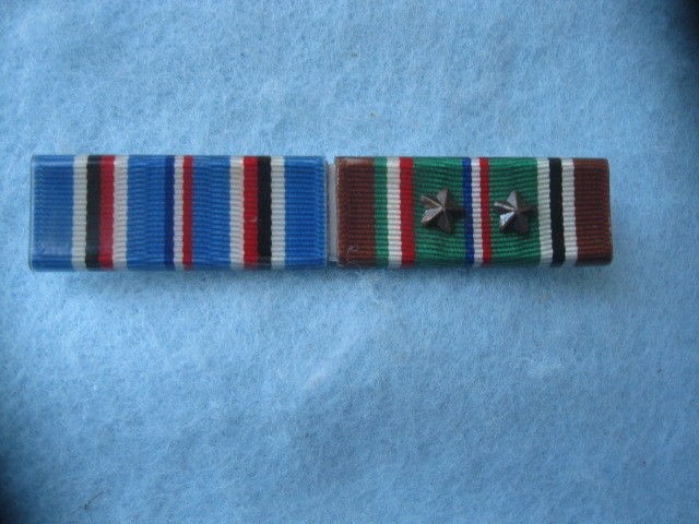 USN USMC Oversized Wolf Brown 2 Ribbon Bar ETO 2 Stars